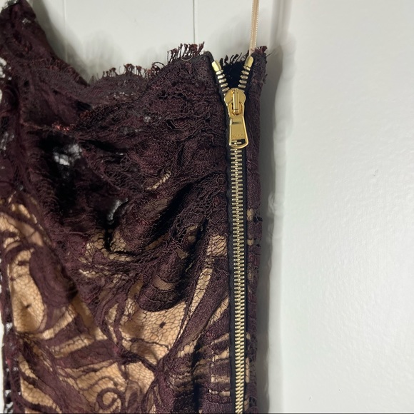 NWT New Emilio Pucci ONE SHOULDER GUIPURE LACE VISCOSE DRESS Brown Sz 6 - Picture 3 of 13